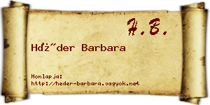 Héder Barbara névjegykártya